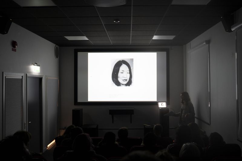 Artist in residence Deanna Pizzitelli gives a talk at the end of her residency