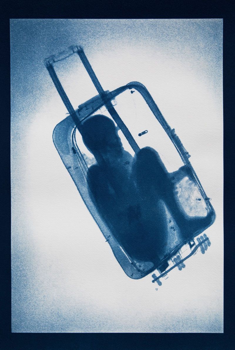 Backscatter Blueprint (La Maleta), Cyanotype on Watercolor Paper © Noelle Mason