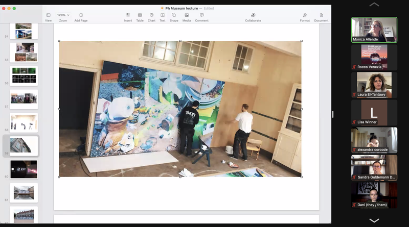 Screenshot from an Online Studio Visit with Monica Allende, Criticae 2022/23