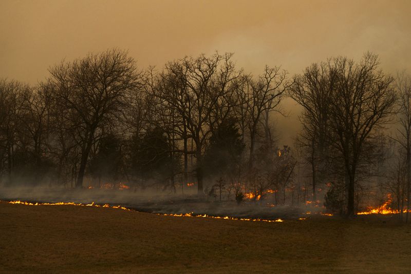 © Jessica Hays - Eagle Creek, 2025; more than 25 fires burn concurrently through central Oklahoma.