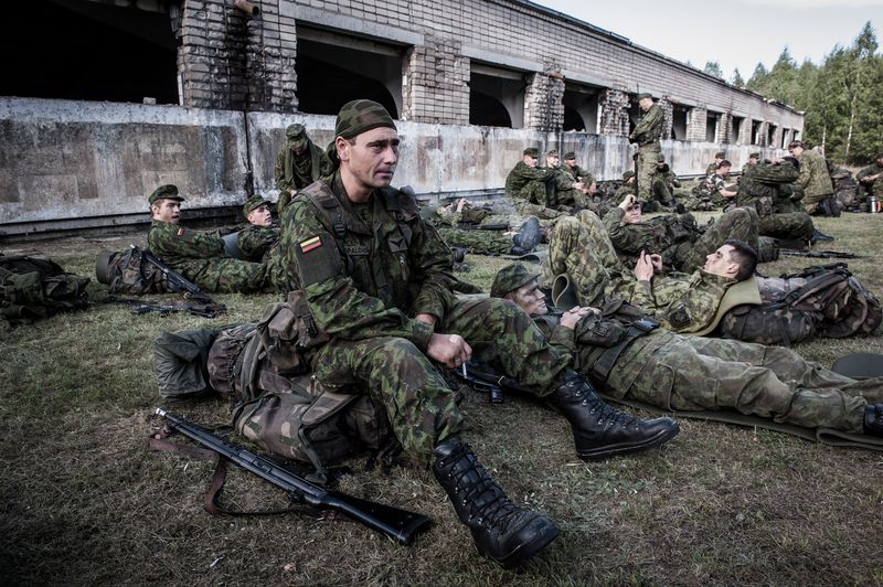 © Mattia Vacca - Young recruits rest in the surroundings of a dismantled Russian military base in the forests of Central Lithuania.