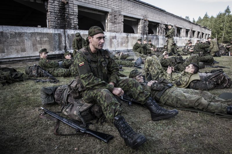 © Mattia Vacca - Young recruits rest in the surroundings of a dismantled Russian military base in the forests of Central Lithuania.