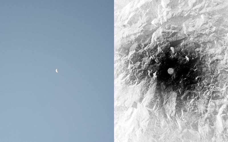 © Giorgia Dal Molin - sn: the moon during the day_dx: negative image of a mine hole