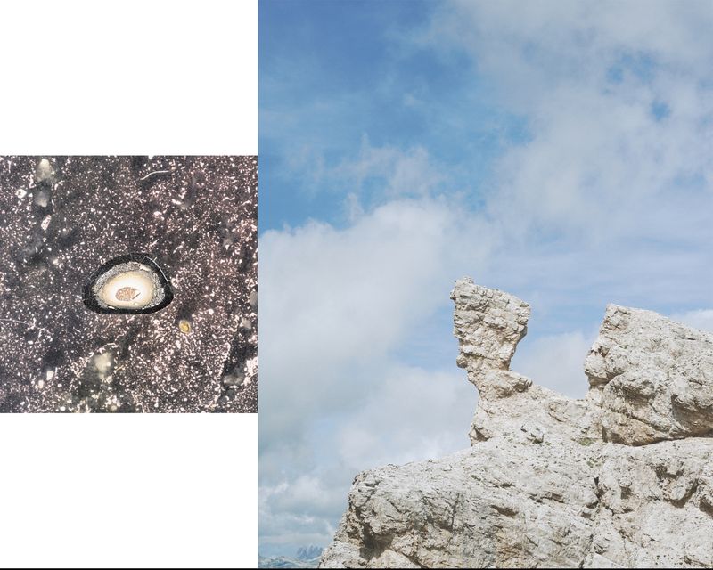 © Giorgia Dal Molin - sn: negative image of animal rests, zenith view_dx: natural rock formation similar to a human profile