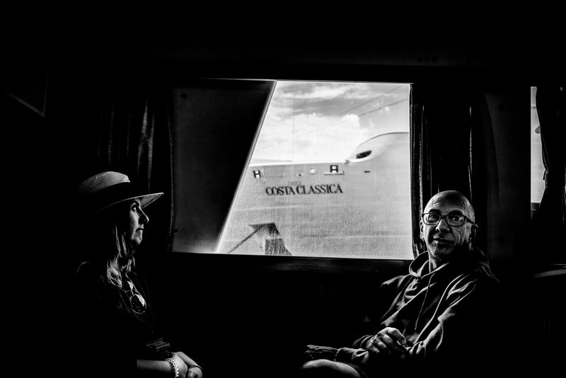 © Simona Bonanno - Passengers on the tender during the crossing to reach the island of Mykonos. Mykonos, Greece 2017