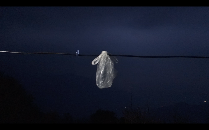 © Harry Oliver - Still of plastic bag drying on washing line from 'future archaeologies' documentary WIP (link at bottom of application)