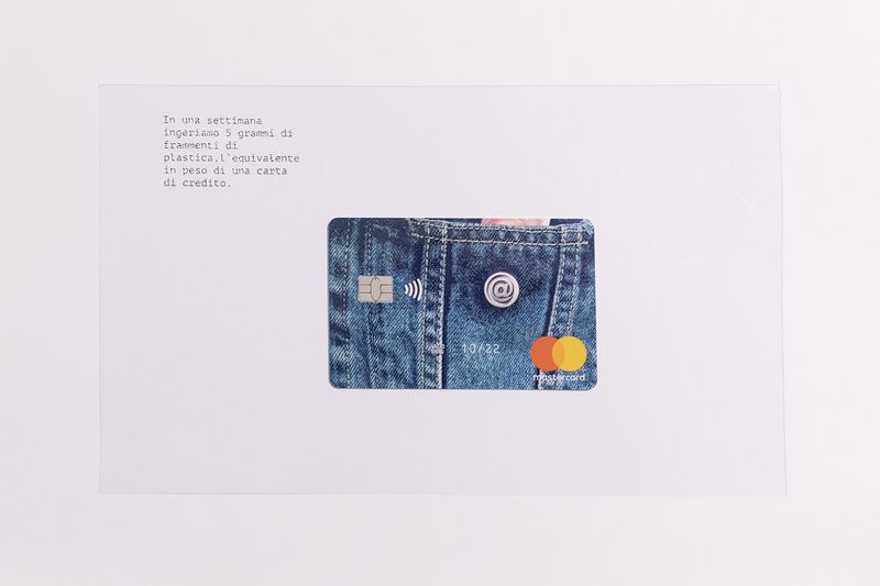 © MC DUEPUNTOOTTO - 2019 Milan (Italy), In one week we ingest 5 grams of plastic fragments, the equivalent in weight of a credit card