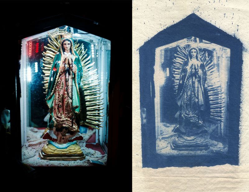 © Mayra Kamil Littin - Virgencita Guadalupe *35mm and cyanotype