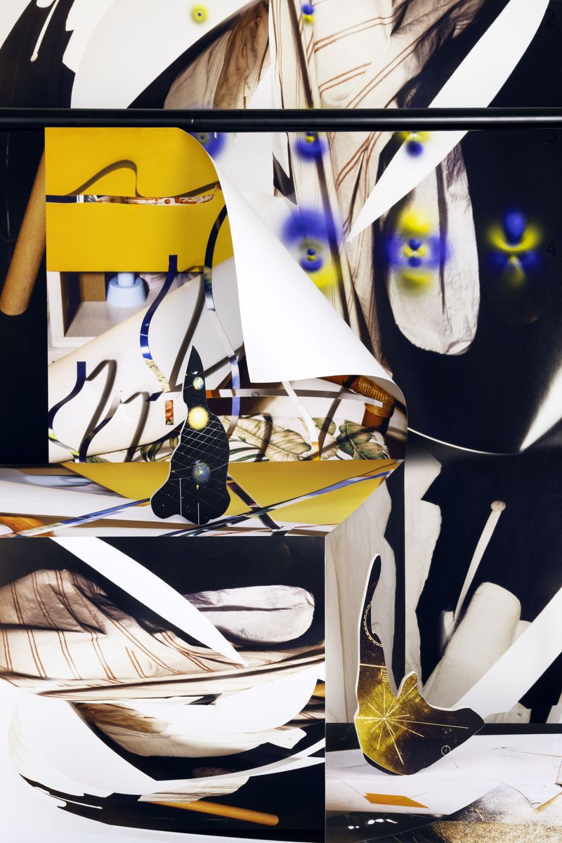 © Kehan Lai - Softly Amorphous (striped dress, atomic orbitals, Voyager Golden Record), 2023
