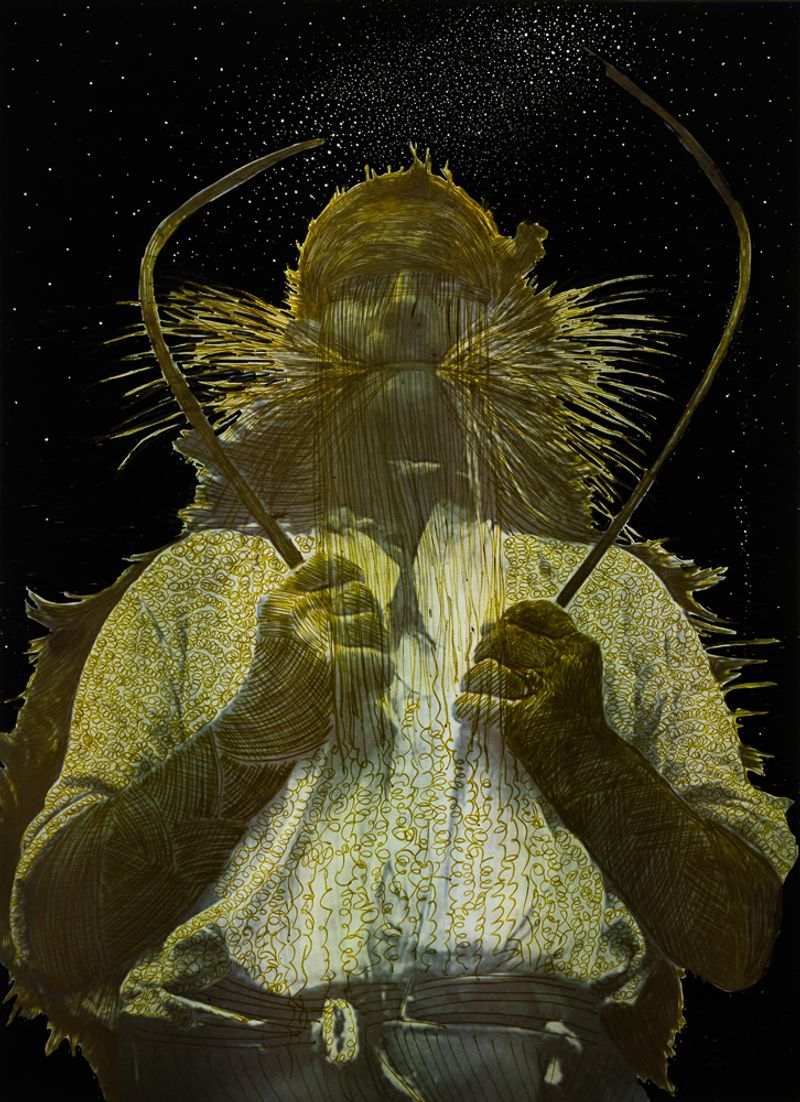 © Alessia Rollo - Analogue intervention on Franco Pinna picture of "the sickle dance ".Basilicata 2022.