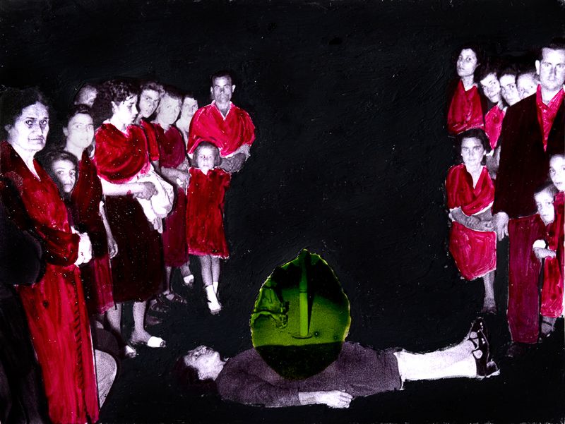 © Alessia Rollo - Analogue intervention on Chiara Samugheo picture of "possesed person".Apulia 2022.