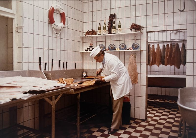 © Elisa Osols - My father's first job in Germany in a smoked salmon factory, mid 1970s.