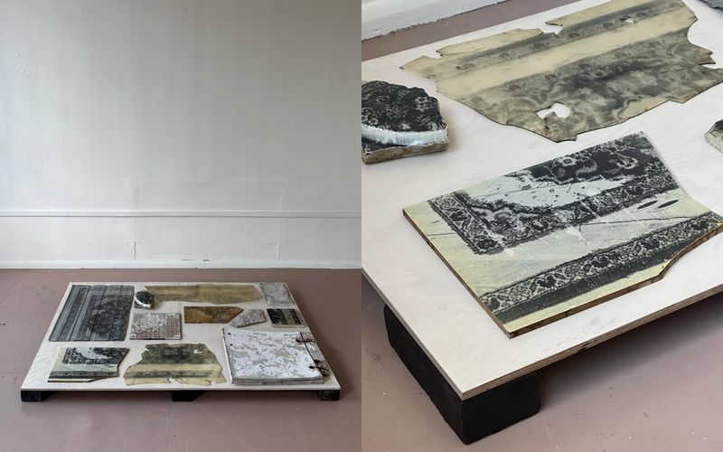 © Taiba Al Nassar - God’s Eye Sees All, 2024 - Liquid emulsion on stone, acrylic, steel, ceramic