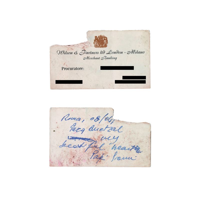 © Quetzal Maucci - My father's business card. He wrote a note to me on the back: "For Quetzal, my beautiful heart. From, your father"