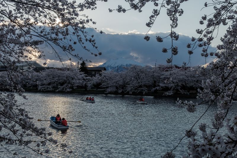 © George Nobechi - Mt. Iwaki and Rowboats