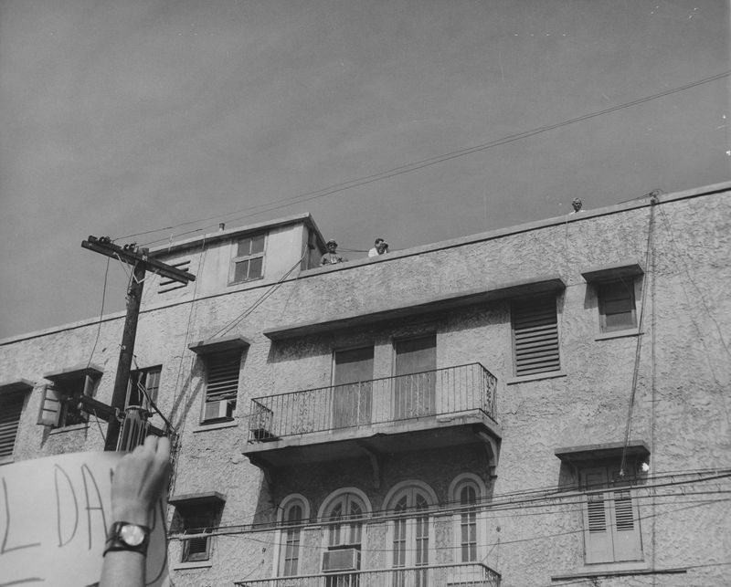 © Christopher Gregory-Rivera - A mobilization against the draft being filmed from the rooftops.