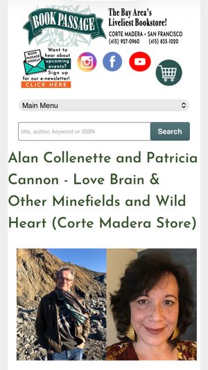 Alan Collenette and Patricia Cannon - Love Brain & Other Minefields and Wild Heart Reading at Book Passage on Feb 7, 2025 at 1:00 (Corte Madera Store)