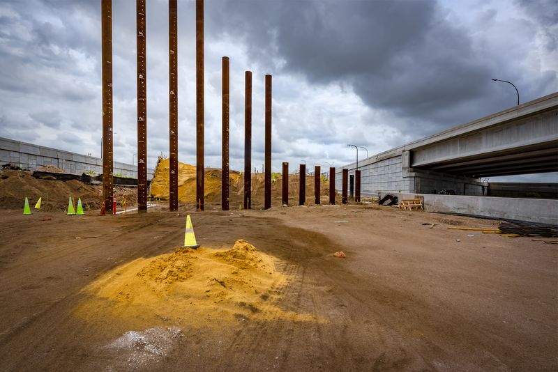 © Steven Benson - The pipe pylons appear as unintentional sculpture.