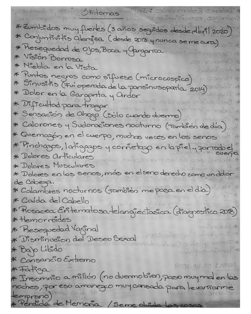 © Freisy González Portales - Detailed and chronological list of the symptoms of Asia Syndrome by Marisela Izquierdo