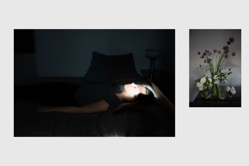 © Enikő Hodosy - Self portrait and viburnum with onion flower and peony buds