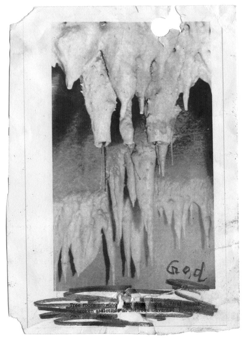 © Nika McKagen - Central Channels, 2x3" pigment print, graphite. Altered and re-printed from Douglas' "Caves of Virginia."