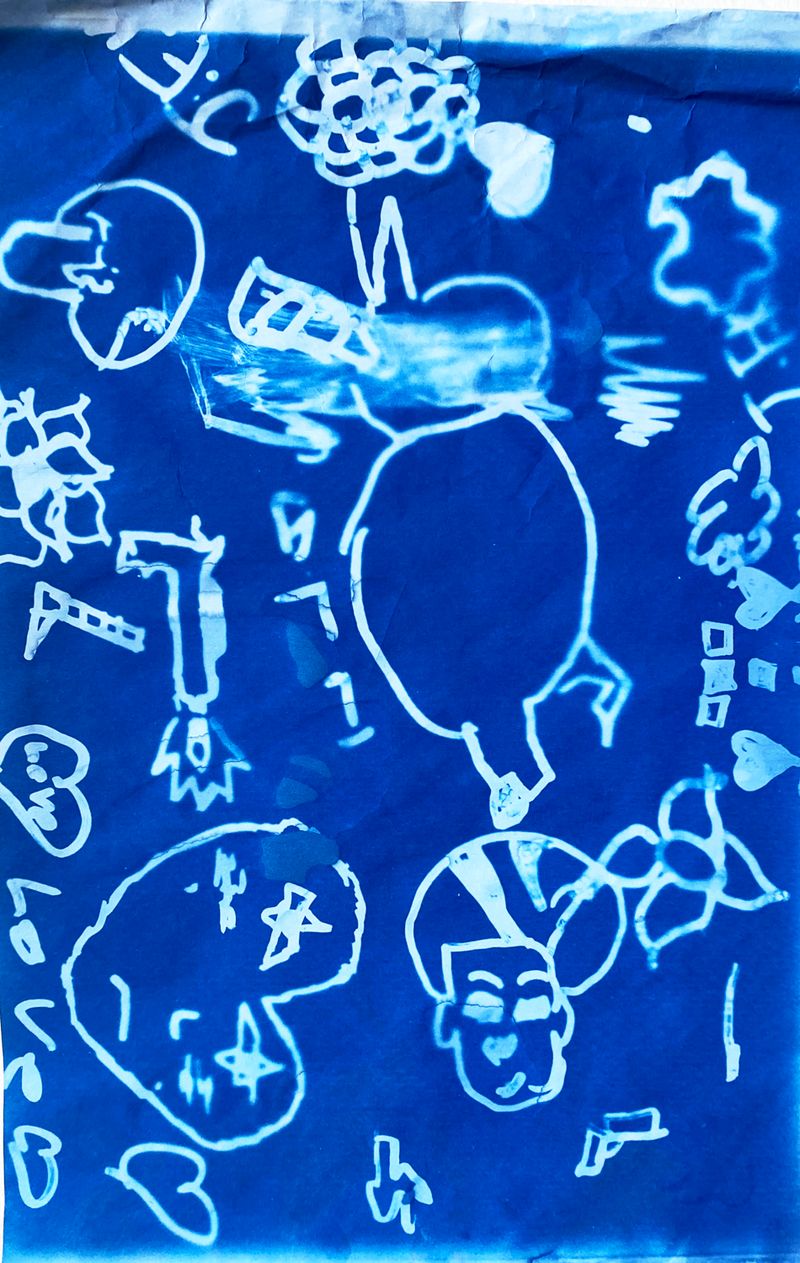 © Laura Pannack - laura pannack_- 4 laura pannack_- The journey home from school- cyanotype from childrens drawing