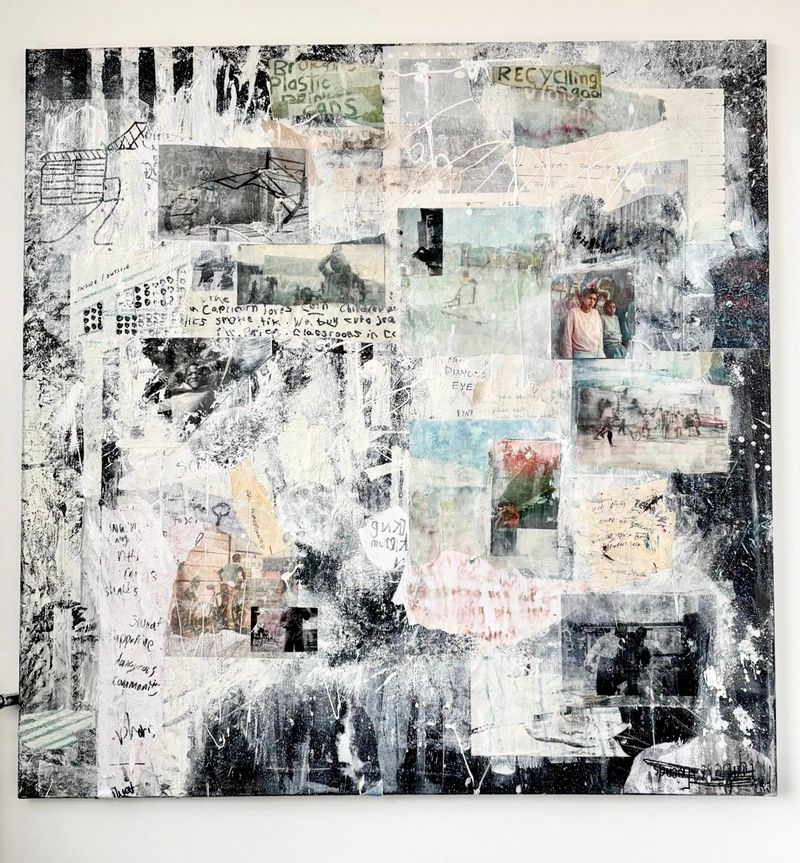 © Laura Pannack - Canvases made from materials gathered on our shared walks to and from school including poetry by young people