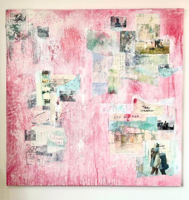 © Laura Pannack - Canvases made from materials gathered on our shared walks to and from school including poetry by young people