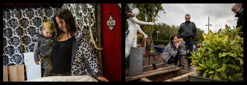 © Thomas Freteur - Dans le funérarium du cimetière, quelques instants de receuil avant la mise en terre.