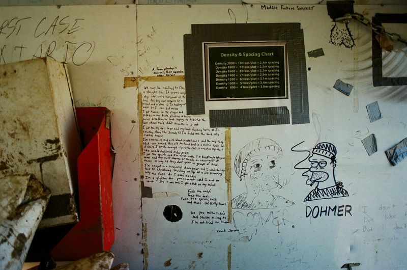 © Aidan Clark - Poem written by 14-year planting vet written on the wall of the "Crummy"
