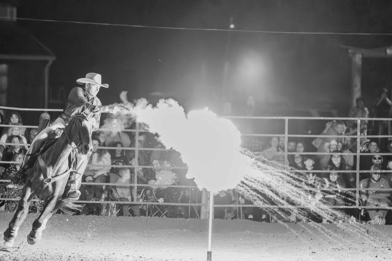 © Rian Nelson - Conducting a mounted shooting demonstration Craig McCoskery successfully hits a target.