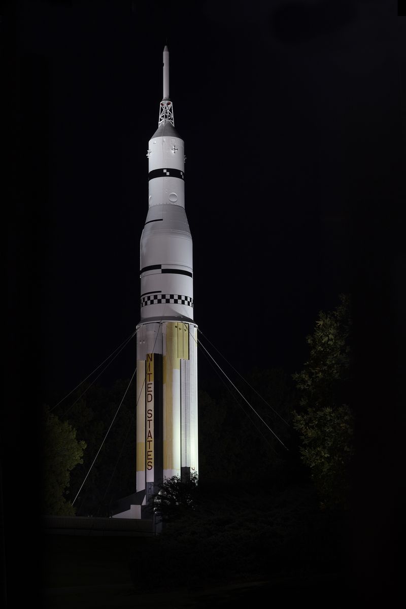 © Barbara Diener - Saturn I at Night, Huntsville, AL, 2019. Model of the Saturn I at the U.S. Space and Rocket Center in Huntsville, AL.