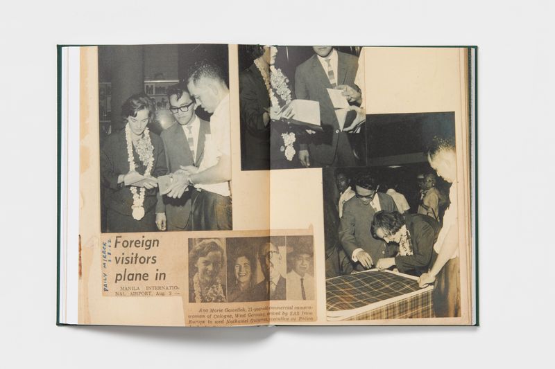 © Byron Co - Photos and newspaper clipping of Annemarie being welcomed by Nathaniel at Manila airport, Philippines, 1962