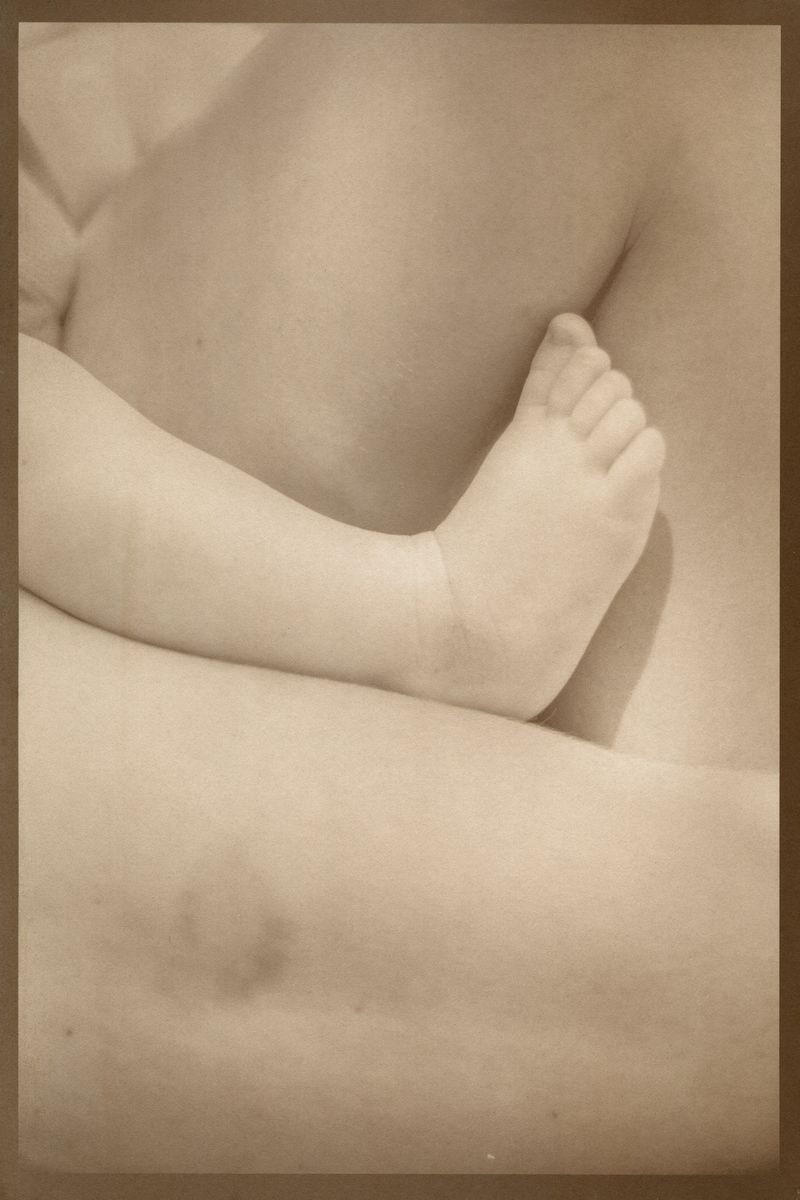 © Eleanor Oakes - Heloise and Arthur (2), 2023. 9x13.5" Salted paper print made with Heloise's breastmilk.