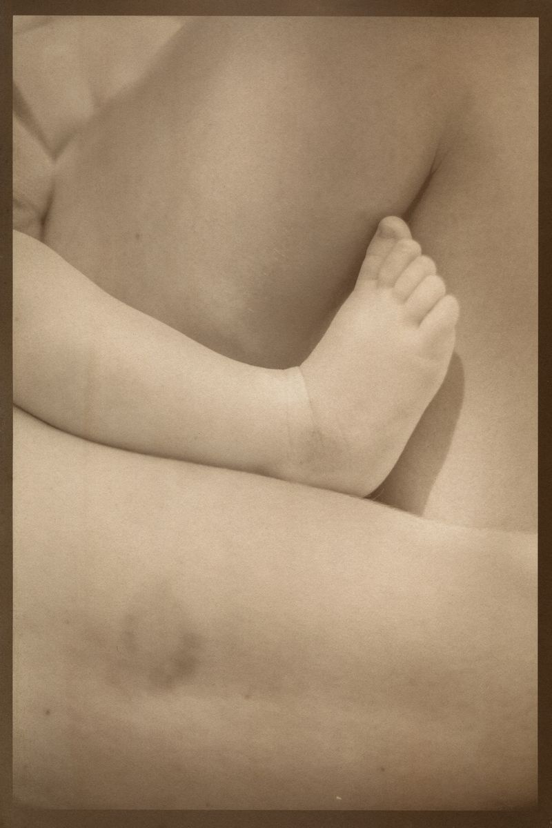 © Eleanor Oakes - Heloise and Arthur (2), 2023. 9x13.5" Salted paper print made with Heloise's breastmilk.