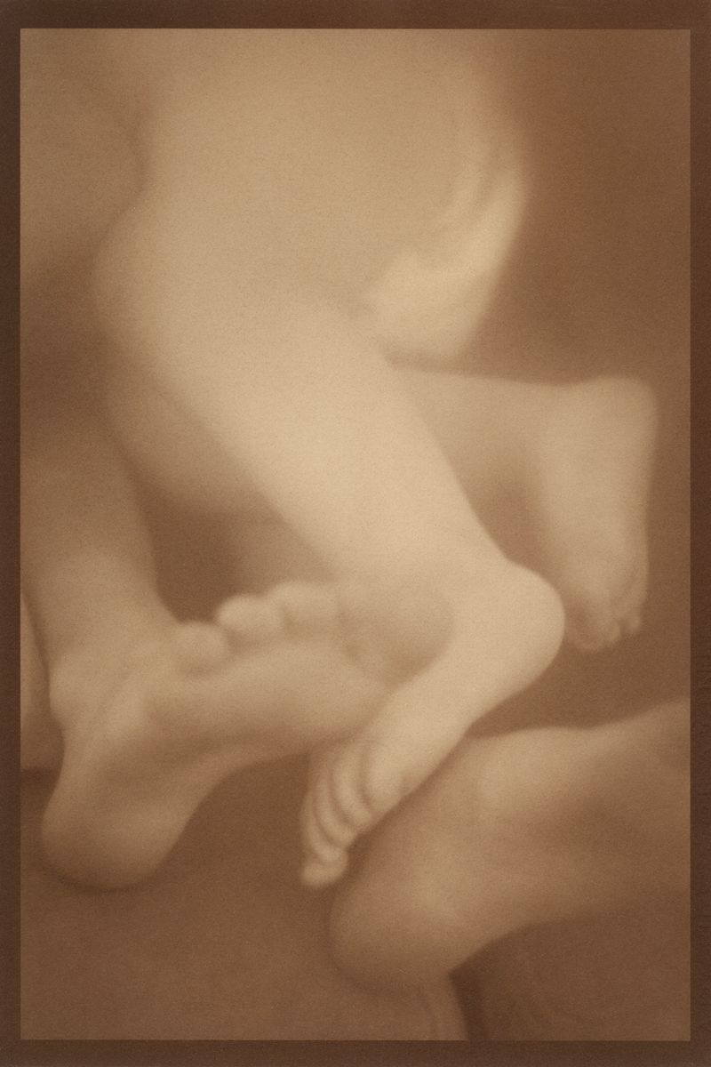 © Eleanor Oakes - Zoe and Ryder, 2023. 9x13.5" Salted paper print made with Jackie's breastmilk.