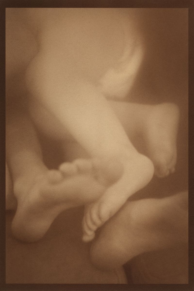 © Eleanor Oakes - Zoe and Ryder, 2023. 9x13.5" Salted paper print made with Jackie's breastmilk.