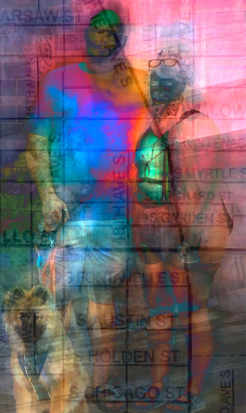 © Neil Berkowitz - "Dog Walkers, Othello Neighborhood, Seattle #2" 2021 73" x 44" Multilayer photographic archival print