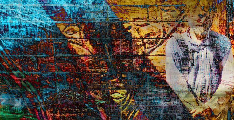 © Neil Berkowitz - "Woodcarver, Othello Neighborhood, Seattle" 2021 73" x 44" Multilayer photographic archival print