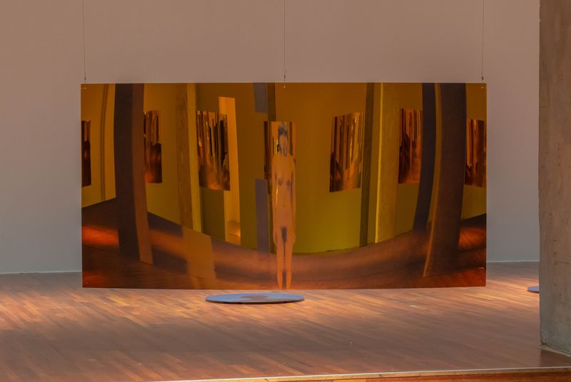 © SEULKI Ki - Installation view_Geist in the exhibition, 2024, UV print on gold acrylic mirror, 178.5 x 88.5cm (set of 12)