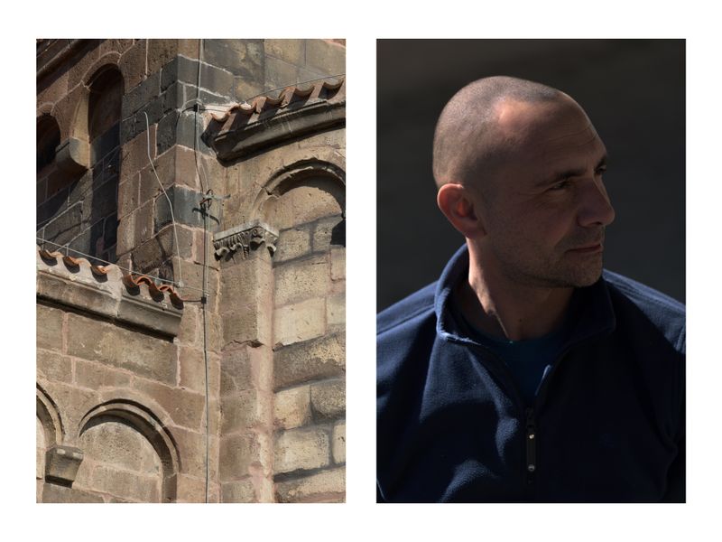 © Giulia Arantxa Novelli - Left: Church of San Nicola, former cathedral. Ottana, 2024. Right: F., craftsman and former factory worker. Ottana, 2024.