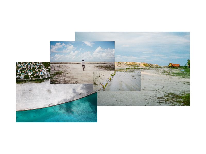 © Sophia Nasif - Anoof, a member of Project ThimaaVeshi and a Hithadhoo local, surveys the bare, reclaimed sand.