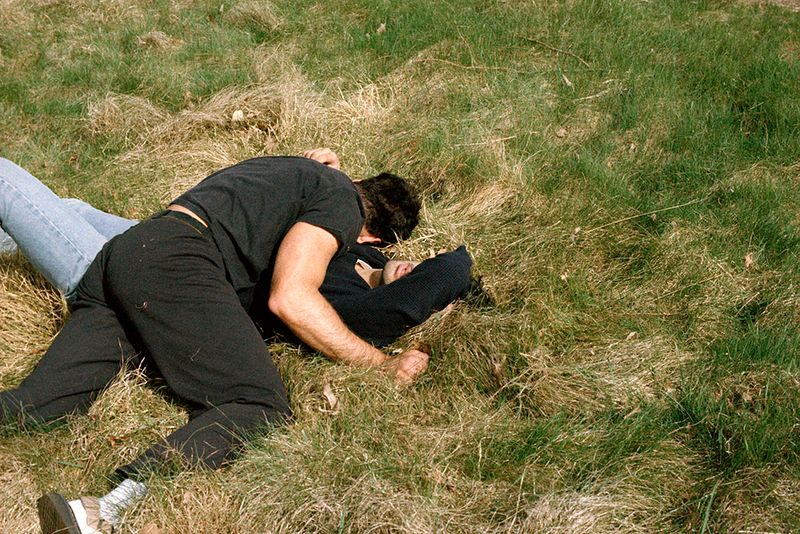 © Lidewij Mulder - Ashkan and Joao wrestling in Greenwood Cemetery, Brooklyn, New York City, 2024