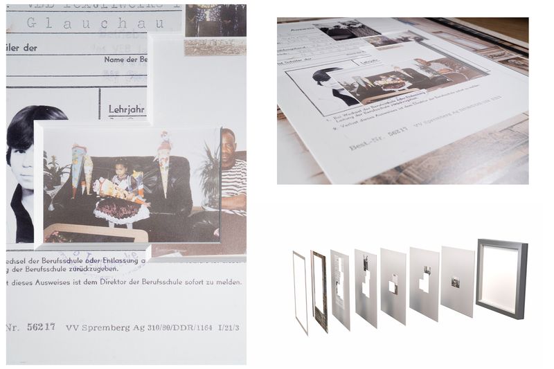 © Verdiana Albano - Details: Passepartout: Collages, different Levels,60x60cmFineArt Prints on EYEfine® and original GDR tapestry