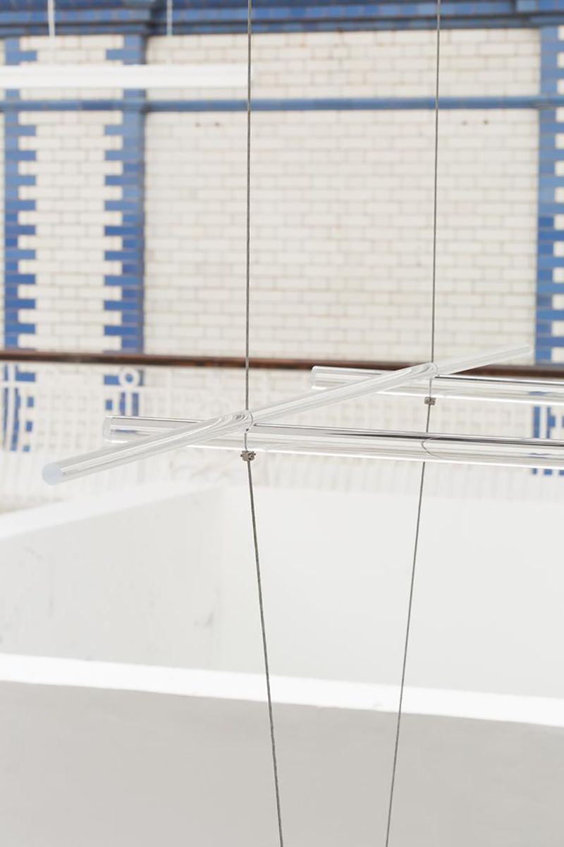 © Pauline Batista - Marionette sculpture with dome speakers (playing pink noise frequency) Installation shot @ Goldsmiths MFA Degree Show