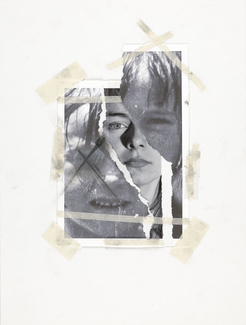 © Cody Bratt - "Unflinching", 2019, Inkjet print with charcoal and mixed media