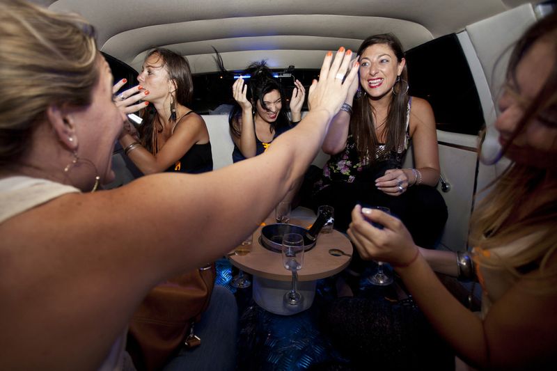 © Myriam Meloni - A group of girl rented the limo to for a nighttime stroll.
