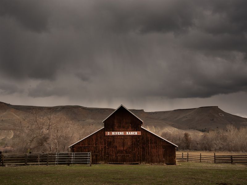 © Rosie Day - 2 Rivers Ranch before a thunderstorm. Dayville, Oregon (Pop. 149)