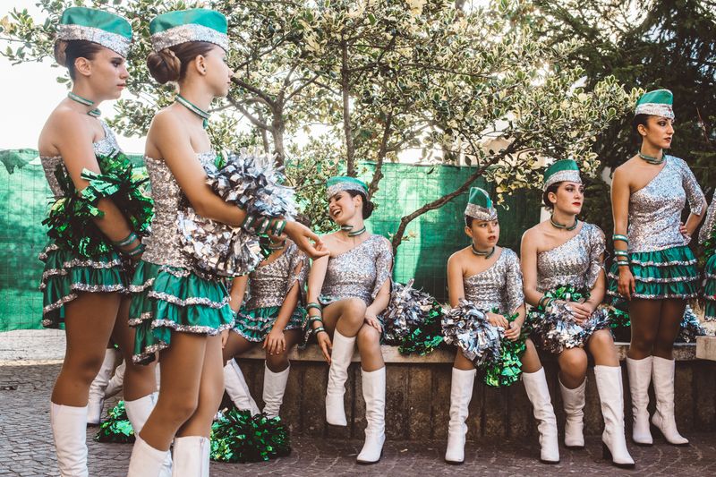 © Agnese Morganti - Faleria (Viterbo). Majorettes Compatrum relax after their performance.