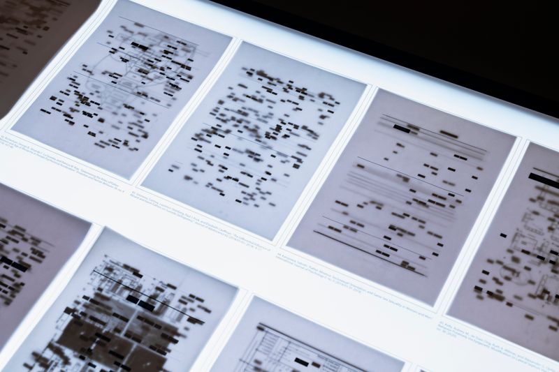 © Nina White - Detail of lightboxes displaying "The Normality of the Patriarch"